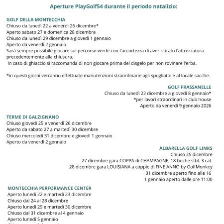APERTURE NATALIZIE 2025/26