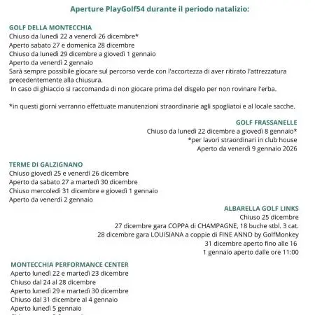 APERTURE NATALIZIE 2025/26